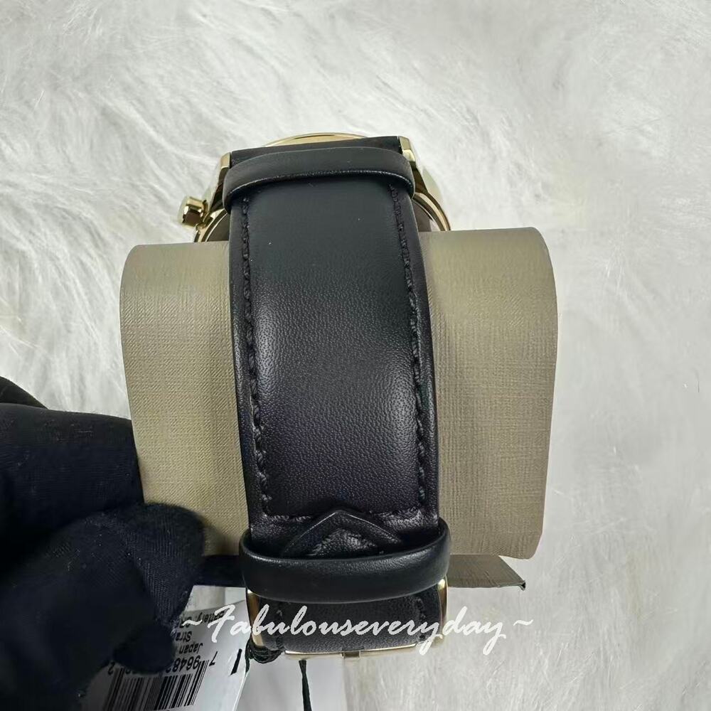 FOSSIL Men's Flynn Chronograph Black Leather Watch 48mm Black/Gold BQ2823 NWT - Picture 7 of 7